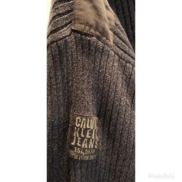 Calvin Klein Jeans Men's Gray Quarter Zip Sweater - Picture 3 of 4